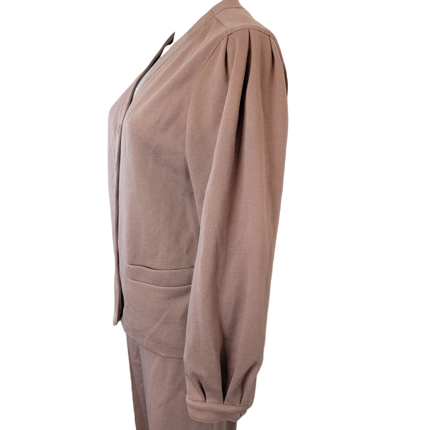 Vintage 70s Suit Women Large 14 Brown Jacket High Rise Straight Pants