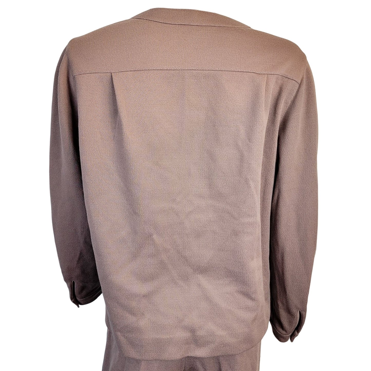 Vintage 70s Suit Women Large 14 Brown Jacket High Rise Straight Pants