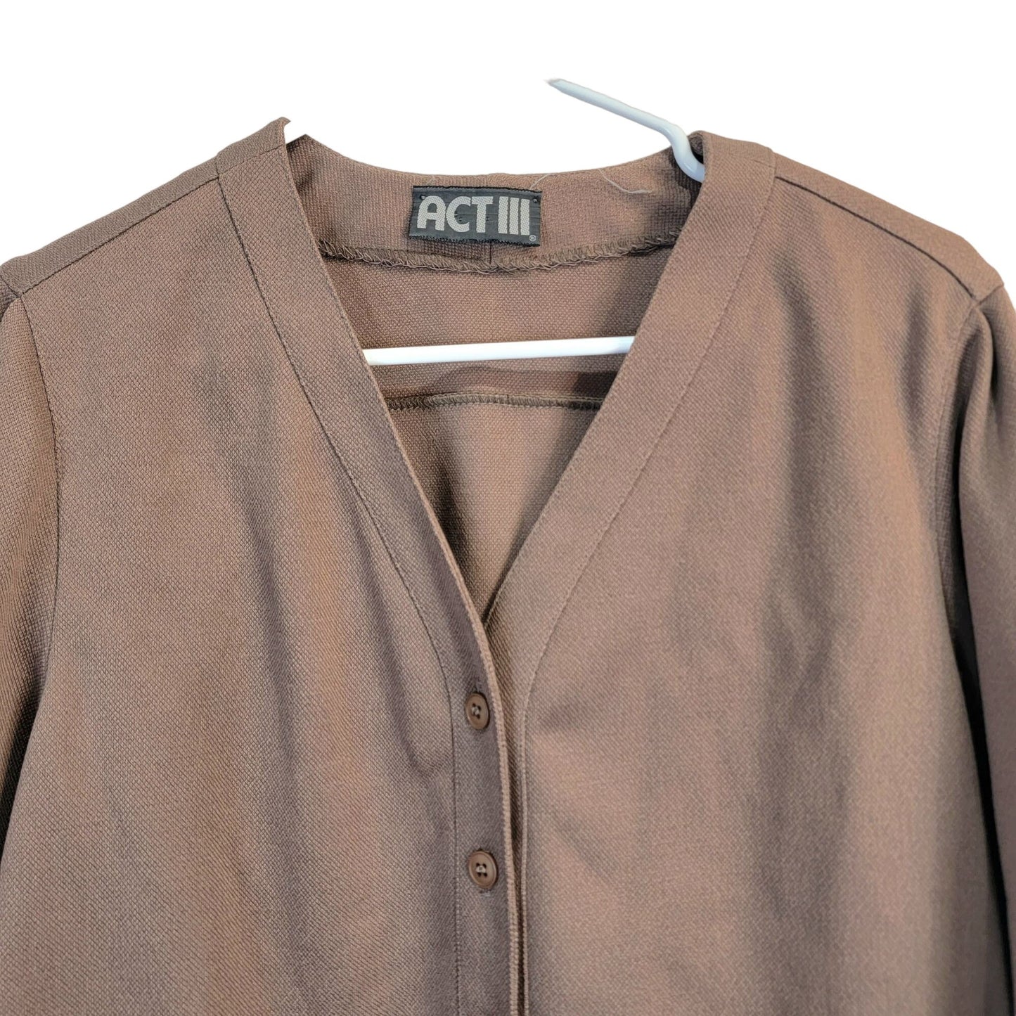 Vintage 70s Suit Women Large 14 Brown Jacket High Rise Straight Pants