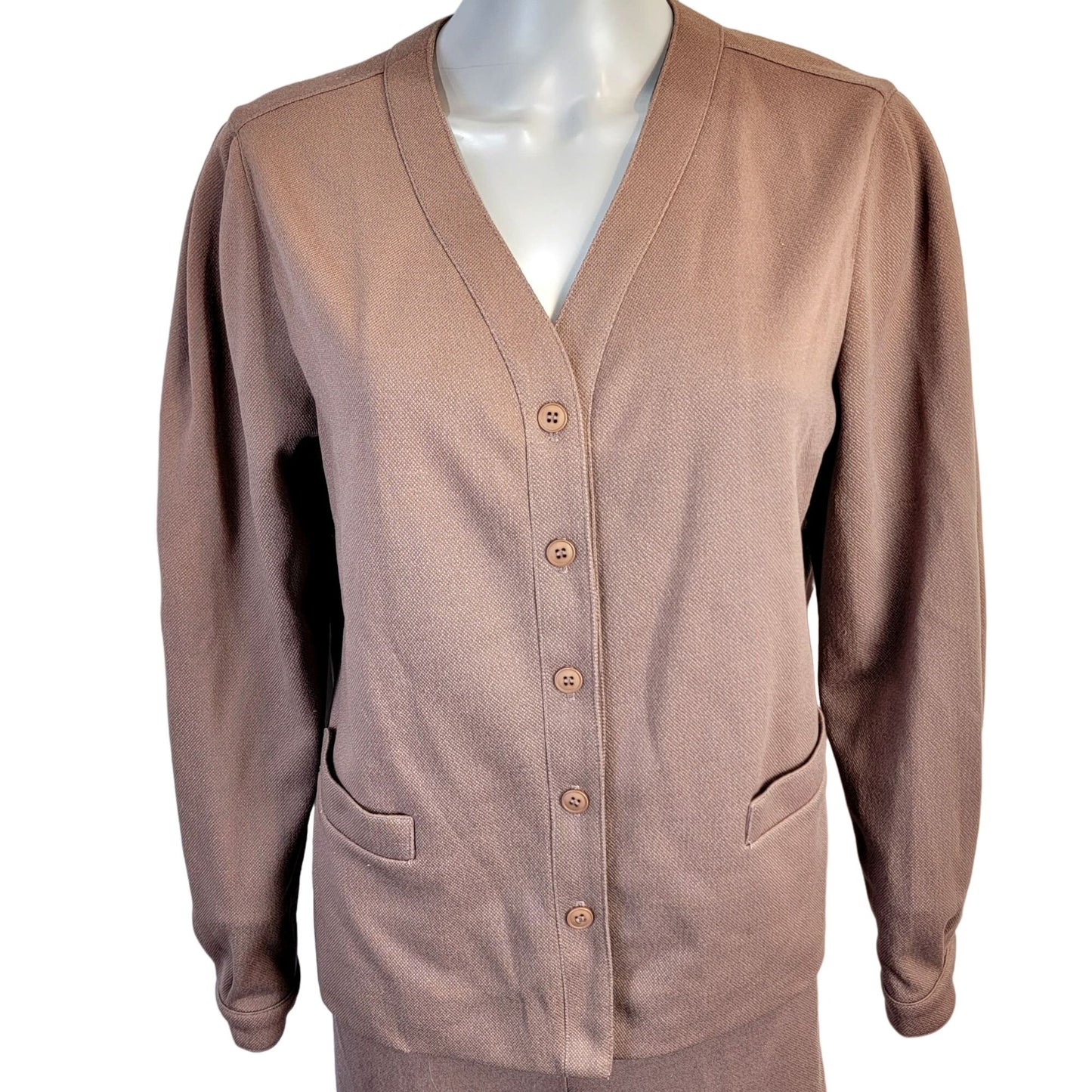 Vintage 70s Suit Women Large 14 Brown Jacket High Rise Straight Pants