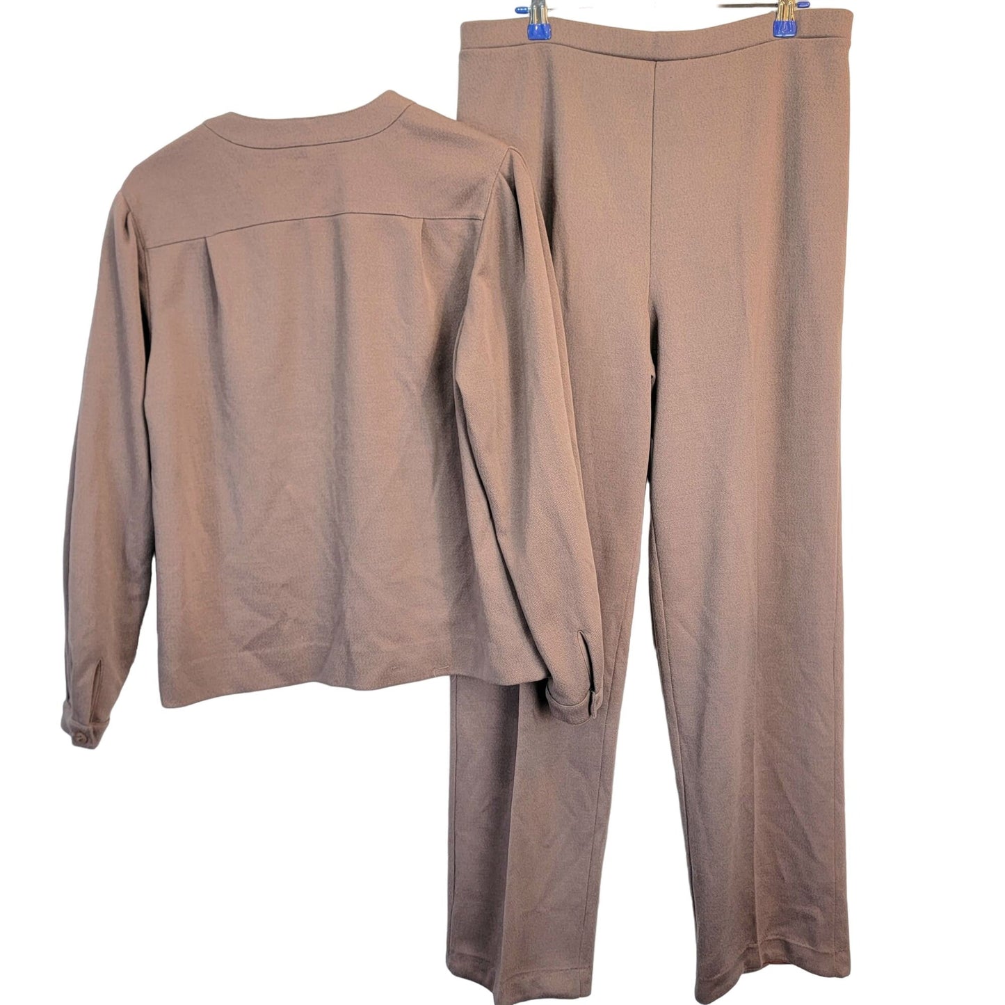 Vintage 70s Suit Women Large 14 Brown Jacket High Rise Straight Pants