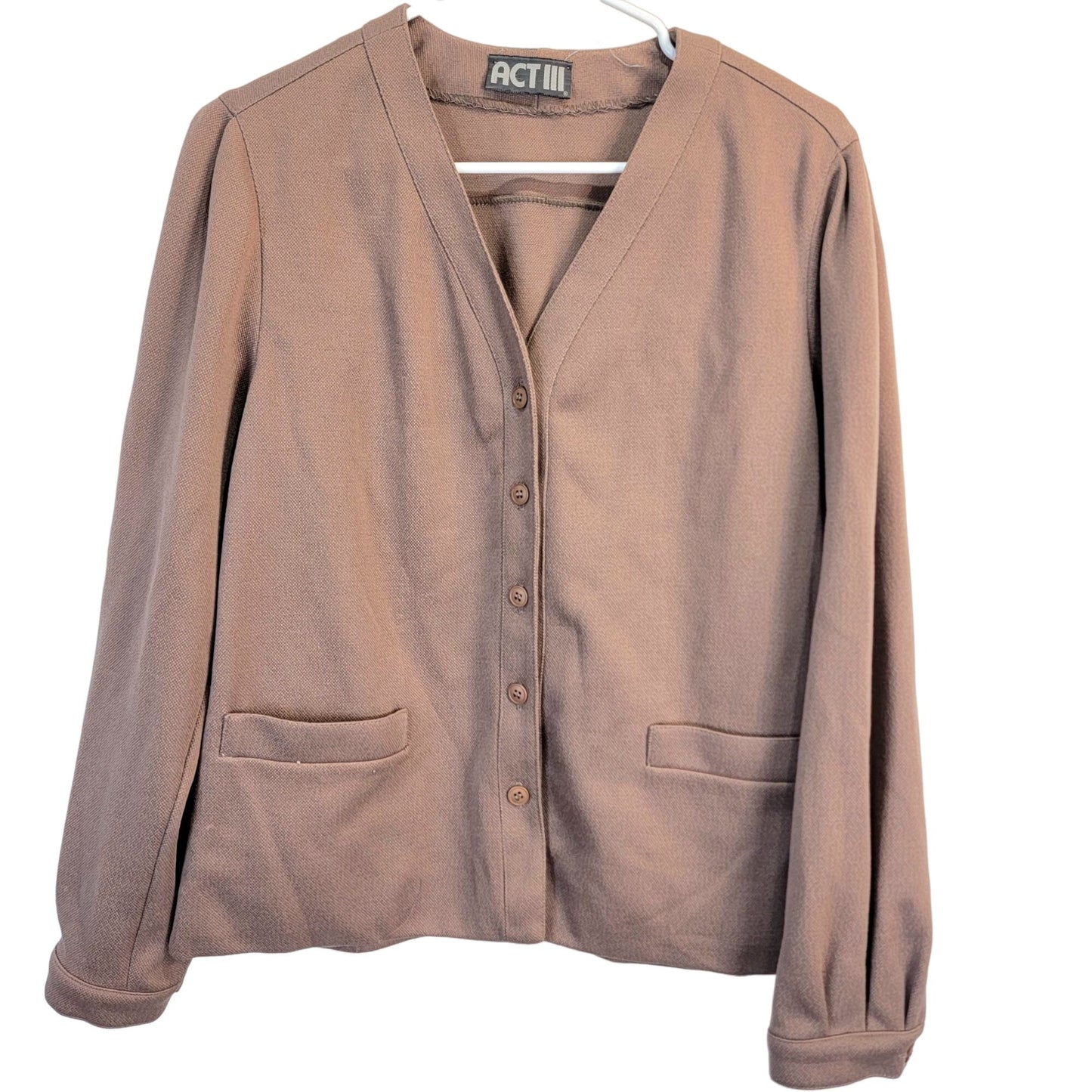 Vintage 70s Suit Women Large 14 Brown Jacket High Rise Straight Pants