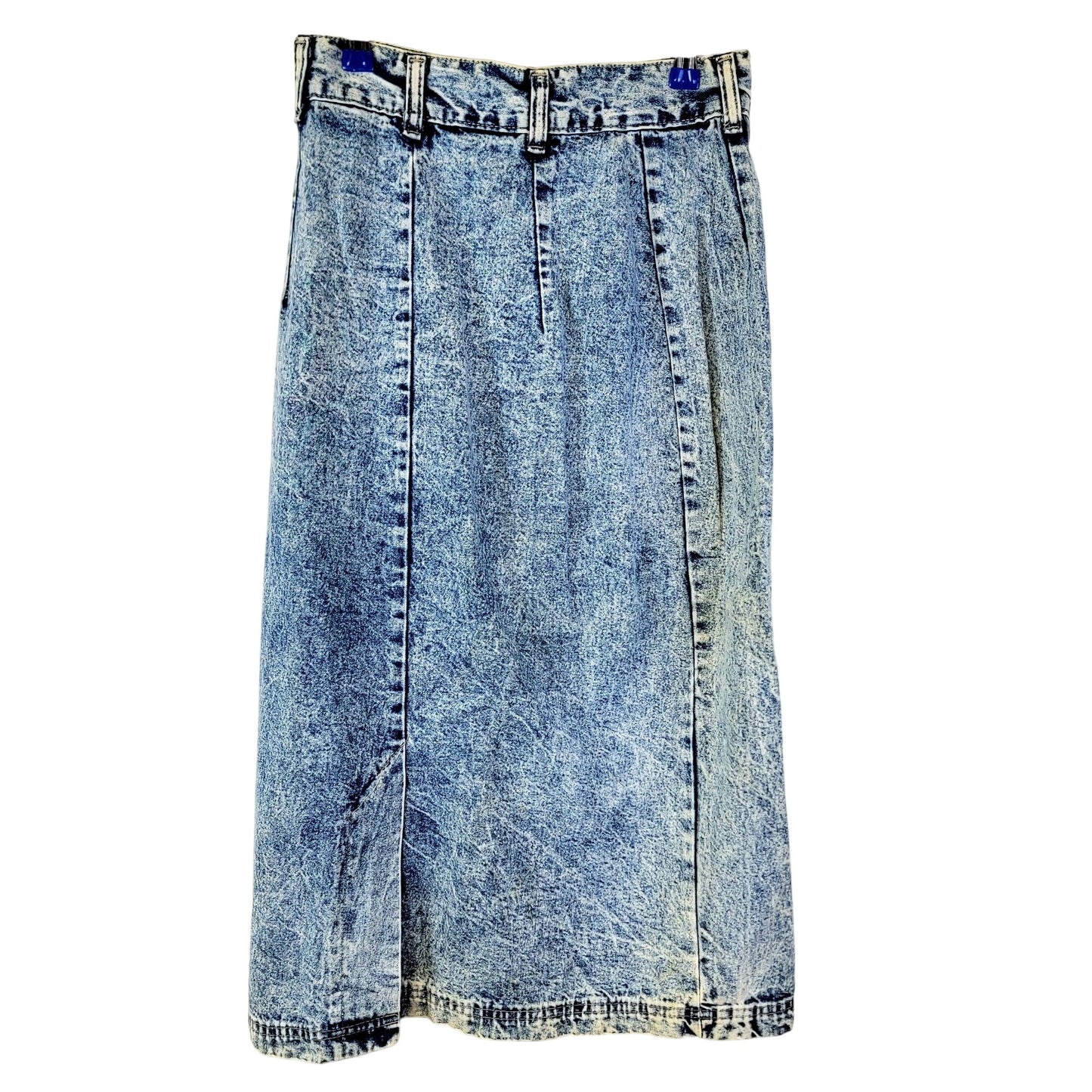 Avon Fashions Vintage 80s Denim Midi Skirt Women 28 12 Casual Button Up Blue M