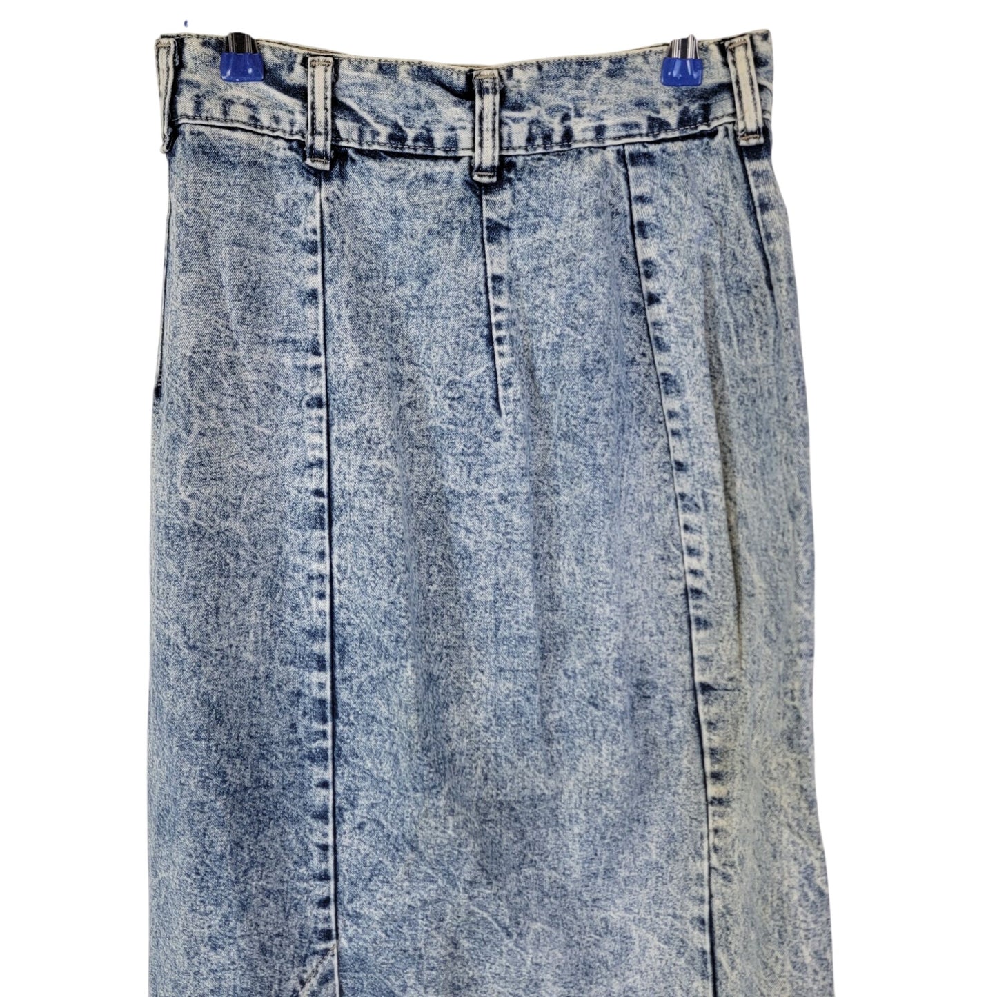 Avon Fashions Vintage 80s Denim Midi Skirt Women 28 12 Casual Button Up Blue M