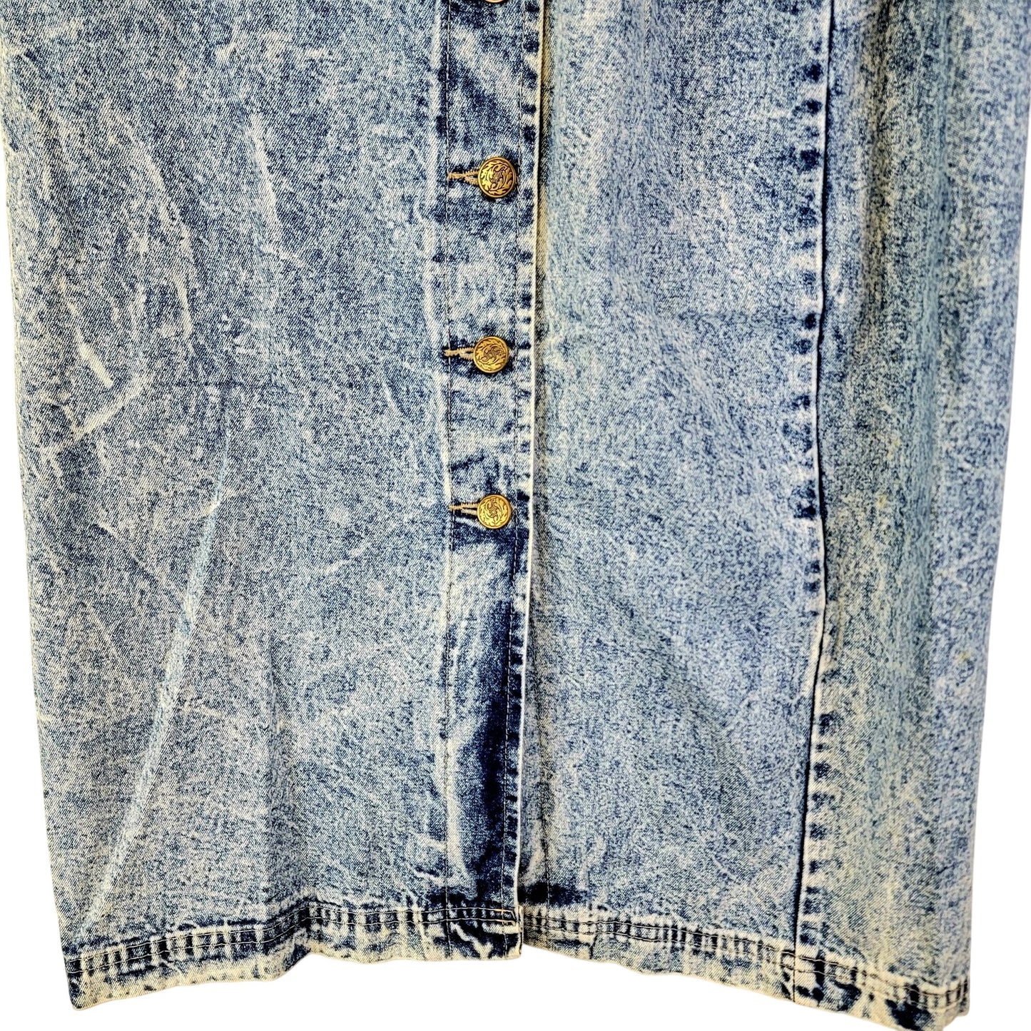 Avon Fashions Vintage 80s Denim Midi Skirt Women 28 12 Casual Button Up Blue M