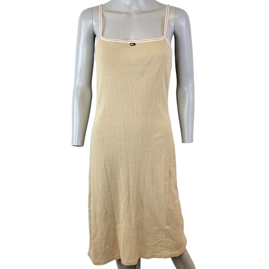 Tommy Hilfiger Vintage 90s Dress Women Medium Casual Beige Summer Y2K Tank Sun 8 Sundress