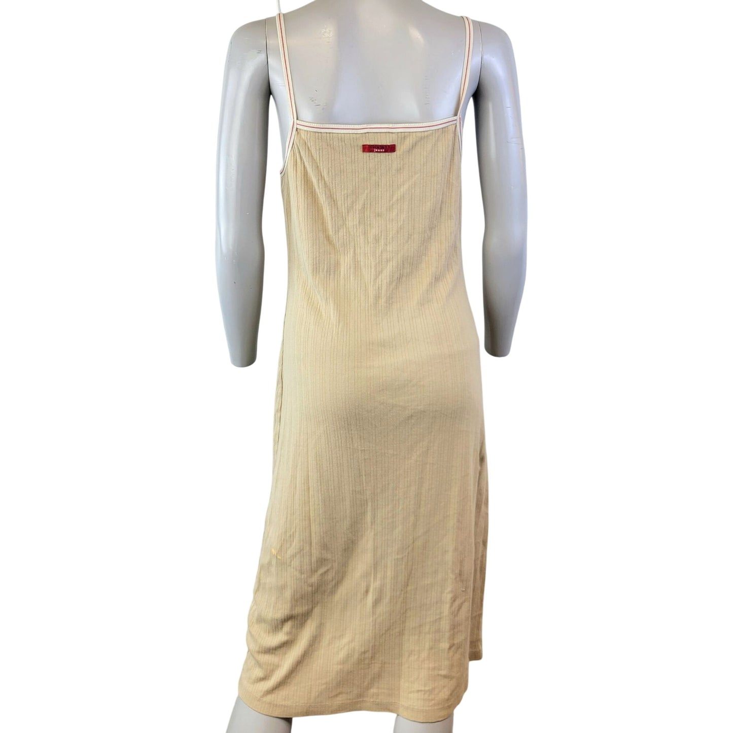 Tommy Hilfiger Vintage 90s Dress Women Medium Casual Beige Summer Y2K Tank Sun 8 Sundress