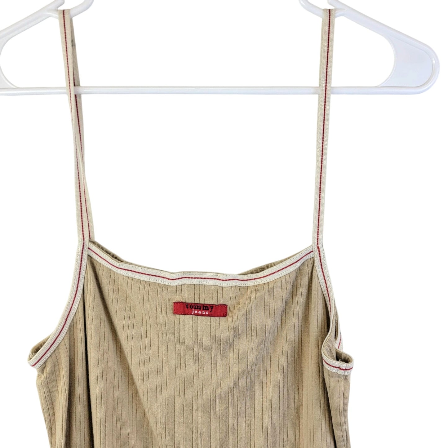 Tommy Hilfiger Vintage 90s Dress Women Medium Casual Beige Summer Y2K Tank Sun 8 Sundress