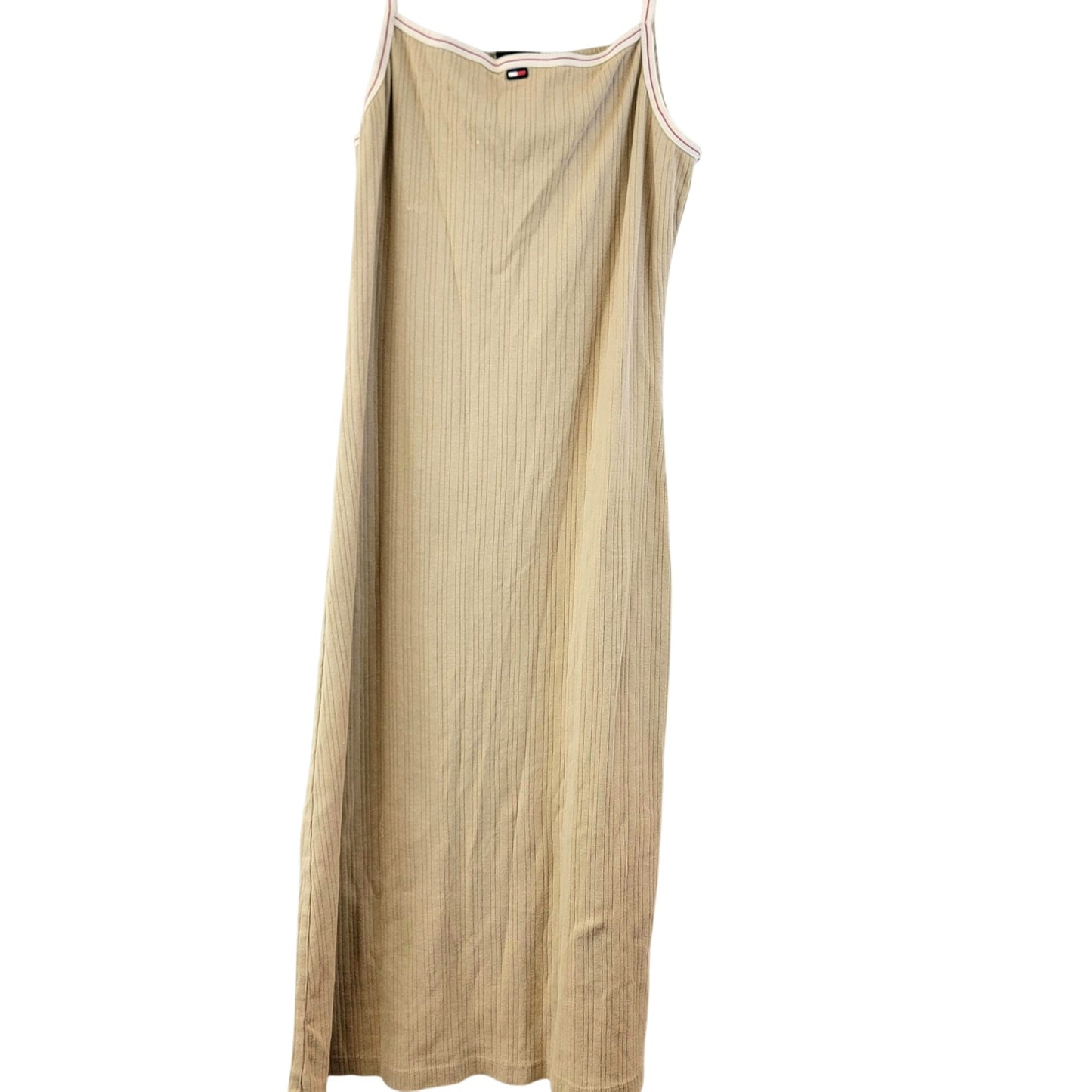Tommy Hilfiger Vintage 90s Dress Women Medium Casual Beige Summer Y2K Tank Sun 8 Sundress