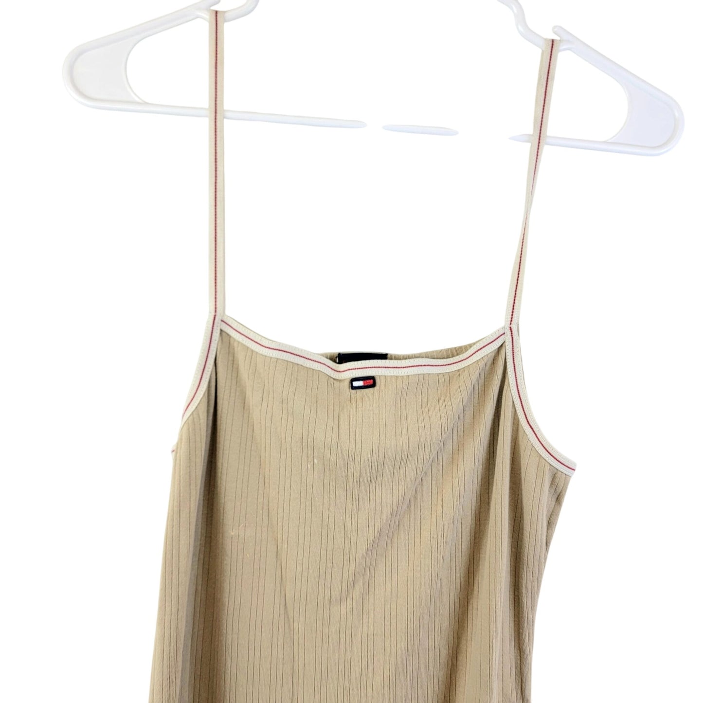 Tommy Hilfiger Vintage 90s Dress Women Medium Casual Beige Summer Y2K Tank Sun 8 Sundress