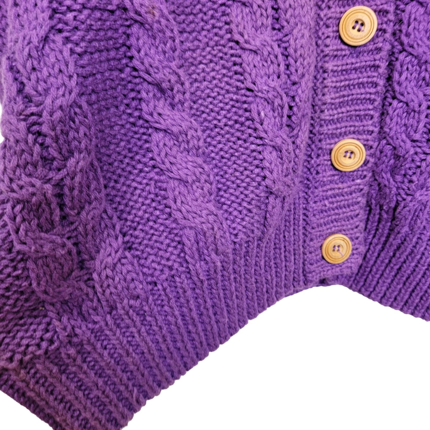 Vintage 80s Cardigan Sweater Women Large Purple