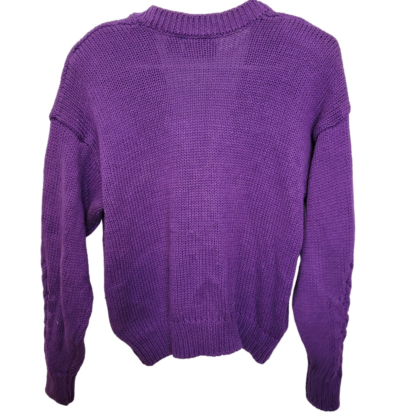 Vintage 80s Cardigan Sweater Women Large Purple