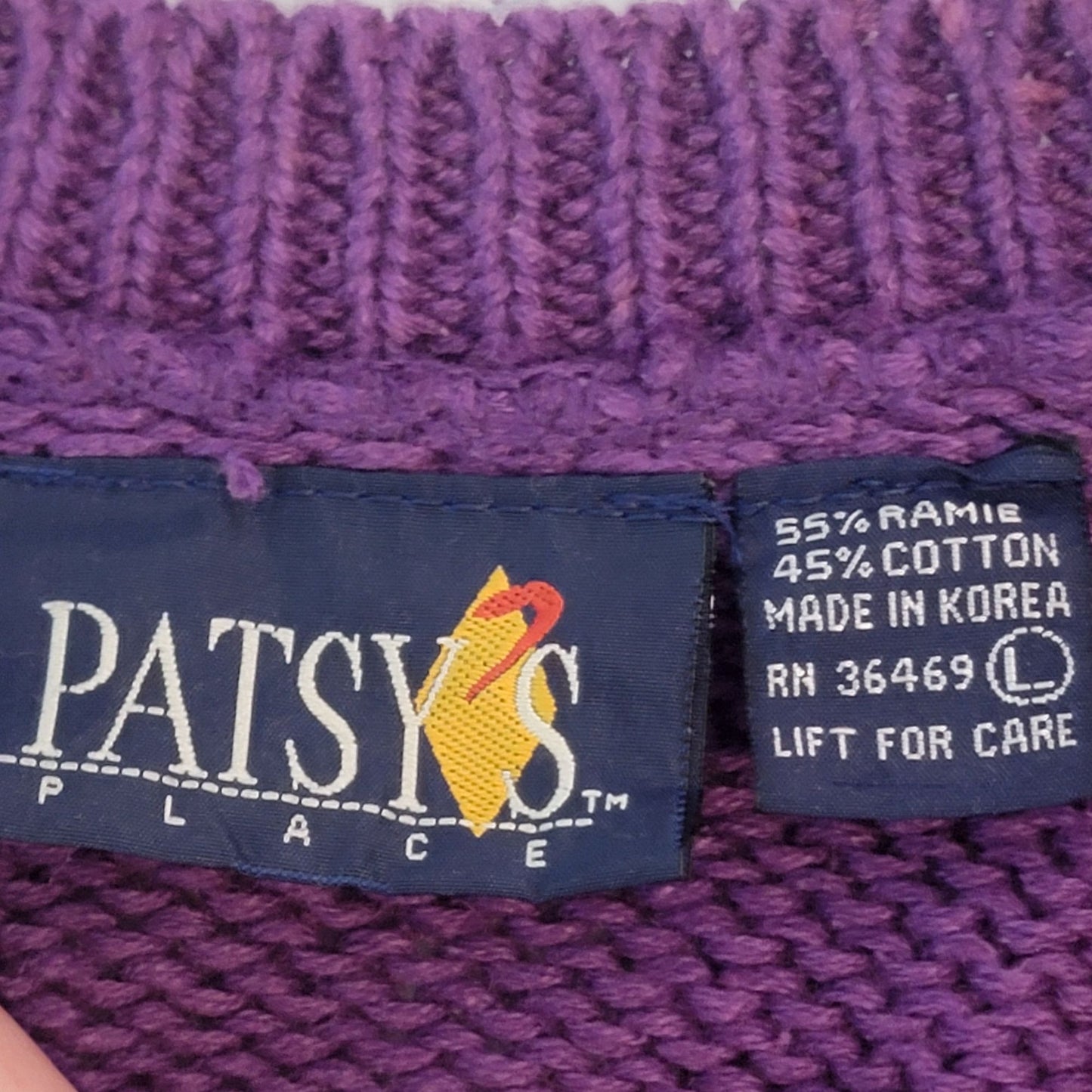 Vintage 80s Cardigan Sweater Women Large Purple