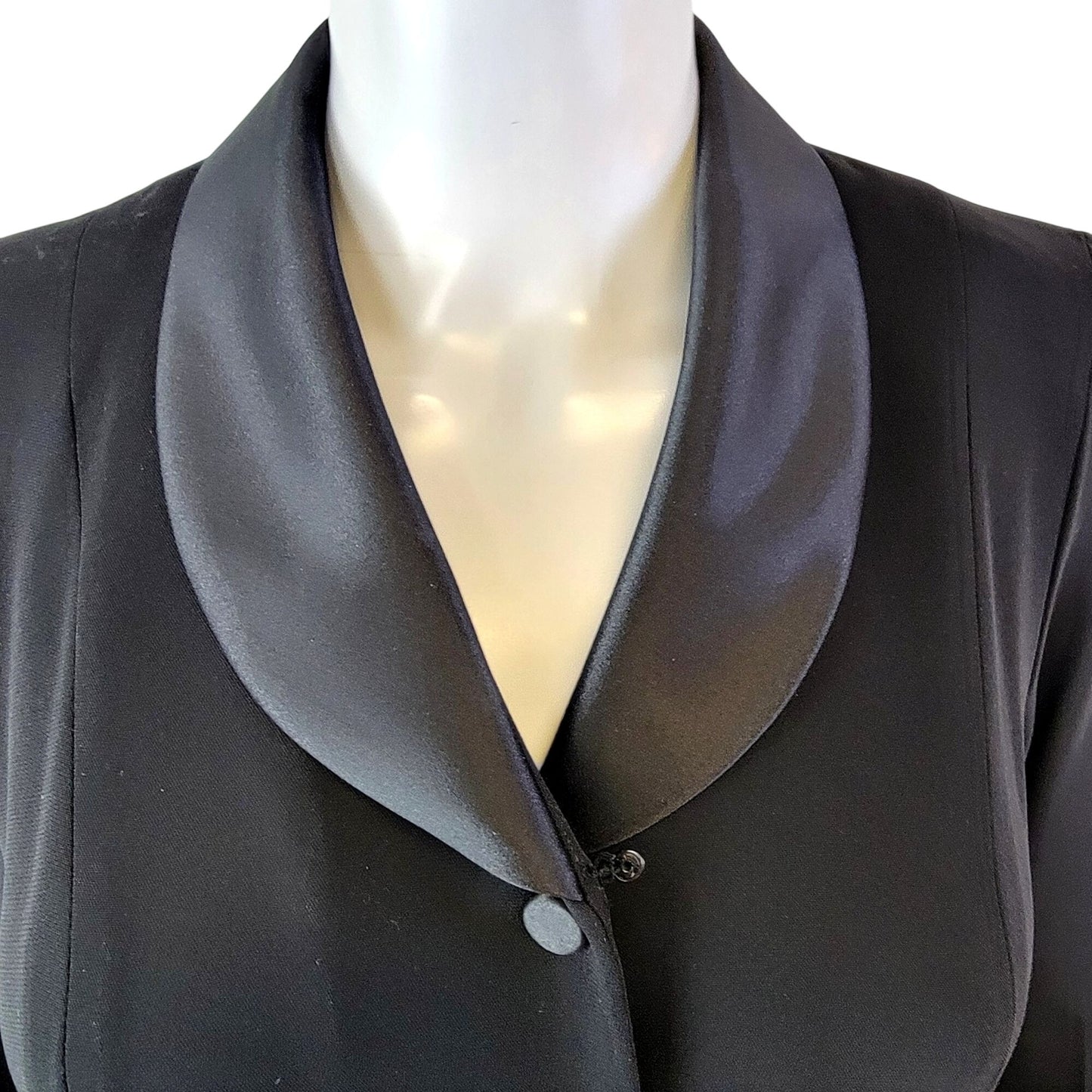 David Warren Vintage 80s Black Midi Dress Women 6 Satin Collar Formal Party Fall Halloween Gothic